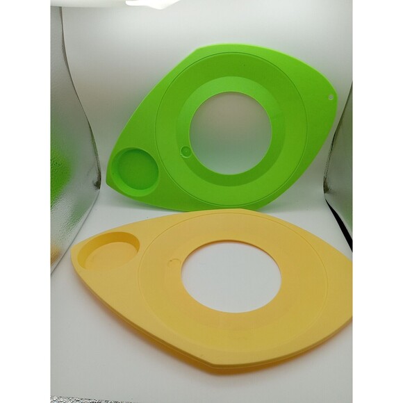8 Vintage Paper Plate and Cup Holder Plastic Better Maid Yellow and Green MCM - Picture 2 of 5